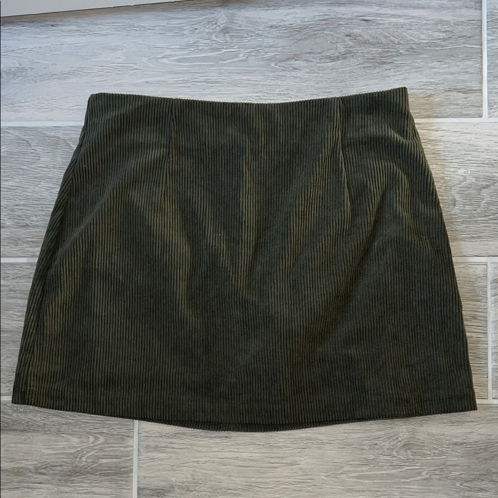 HALARA Dark Green Corduroy Mini Skirt